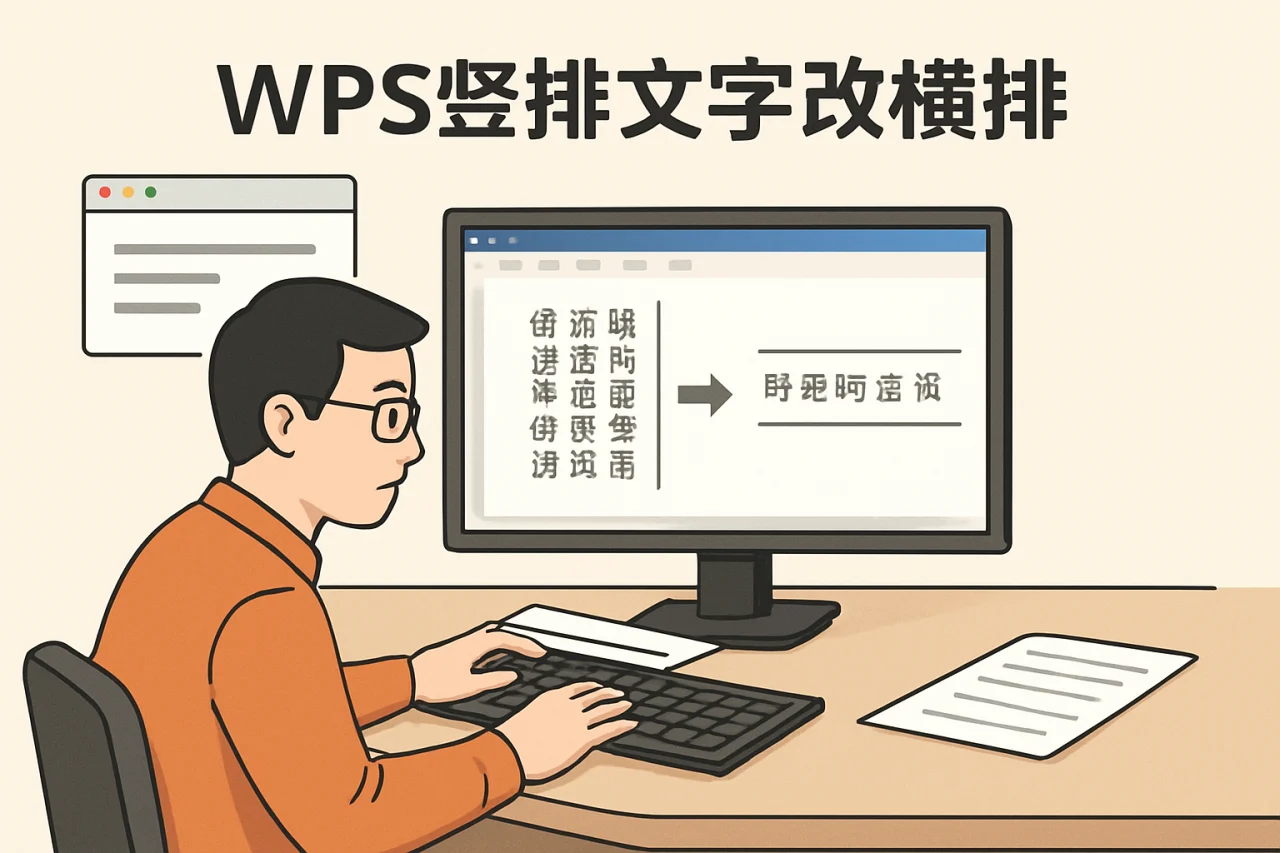 WPS竖排文字改横排