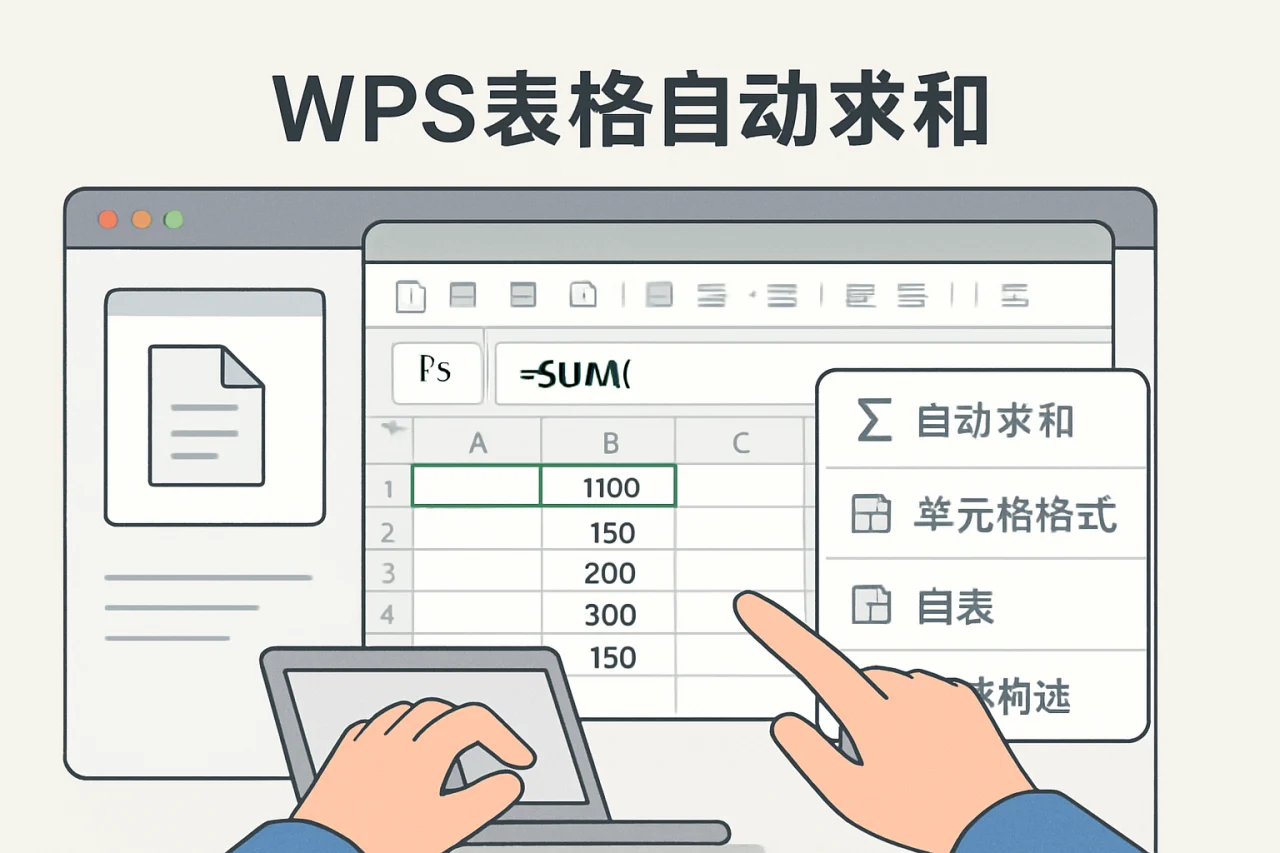 WPS表格自动求和